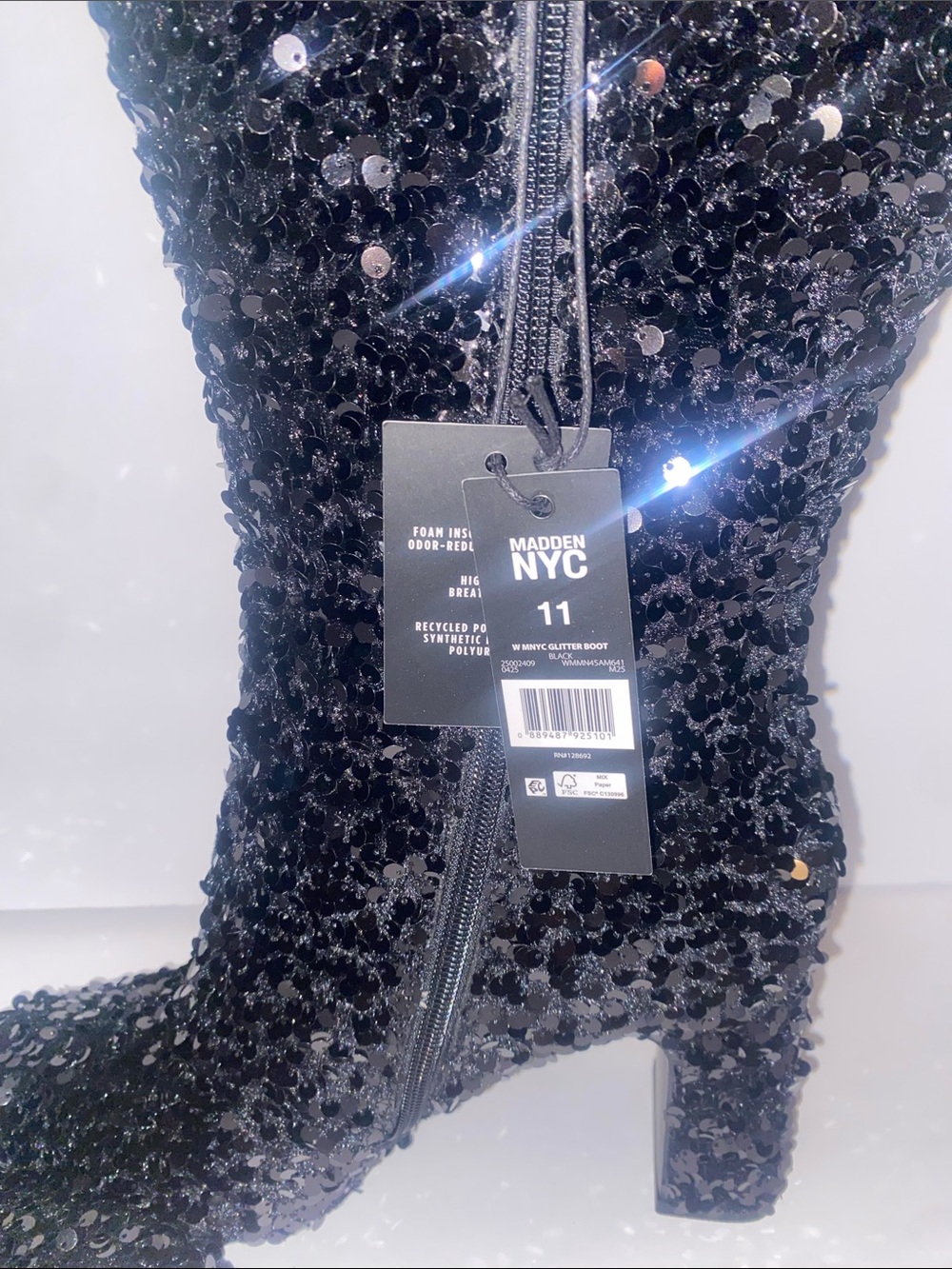Sequin Over-the-Knee Black Boots with Side Zip - Picture 5 of 6